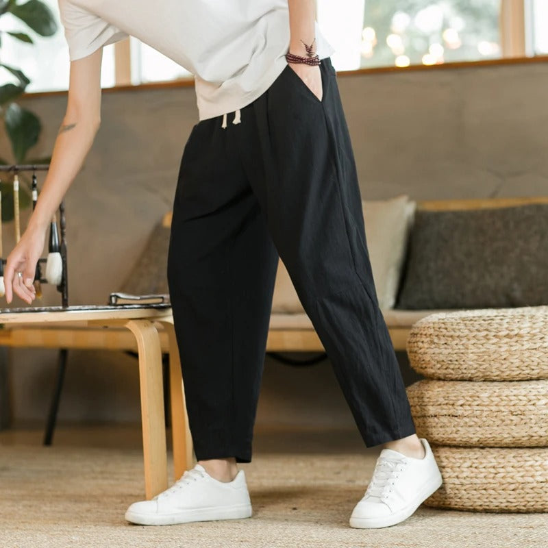 Pantalon Lin Républicain Élégant