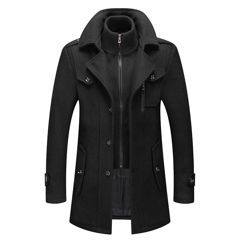 Manteau Homme en Laine avec Col Montant
