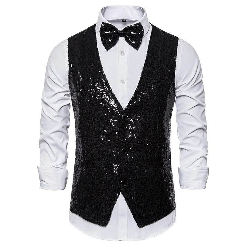 Gilet Smoking Pailleté Homme Chic et Élégant