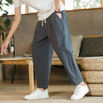 Pantalon Lin Républicain Élégant
