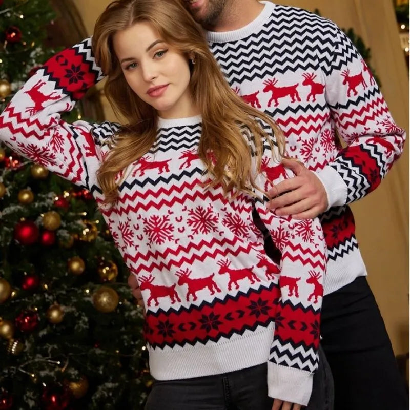 Pull Hiver Rouge Festif avec Motif Noël