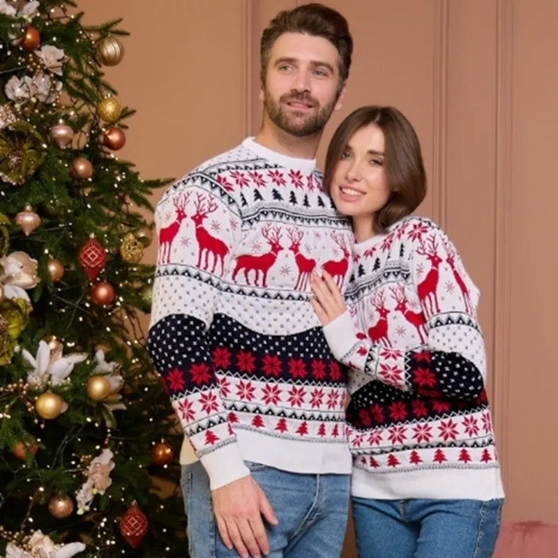 Pull Hiver Rouge Festif avec Motif Noël