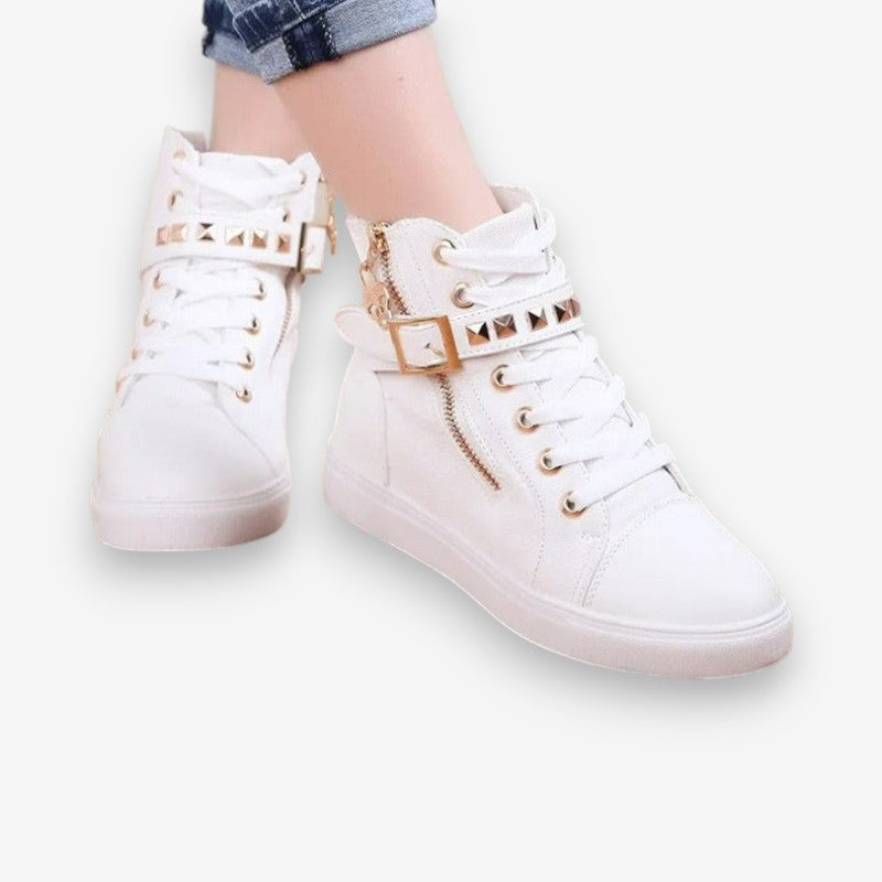Bottines Femmes Confortables à Lacets avec Semelle Épaisse