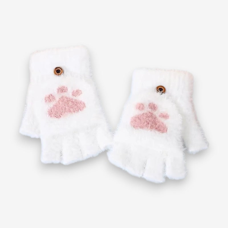 Mitaines Chats en Peluche Douillettes pour Femme