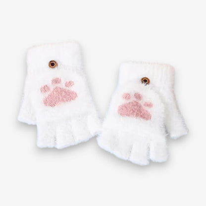 Mitaines Chats en Peluche Douillettes pour Femme