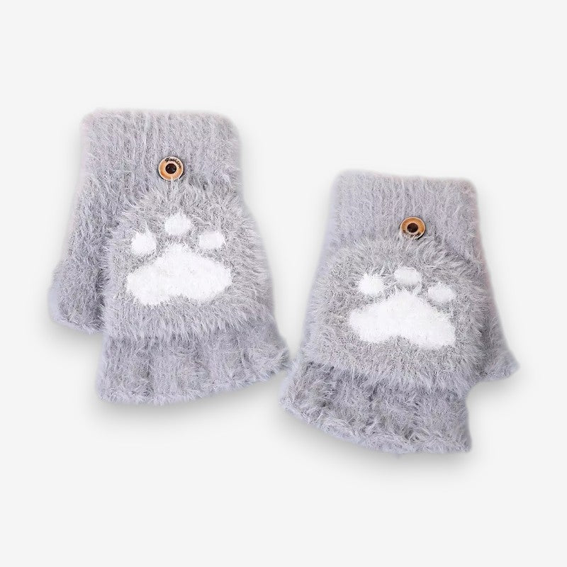 Mitaines Chats en Peluche Douillettes pour Femme