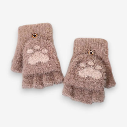 Mitaines Chats en Peluche Douillettes pour Femme
