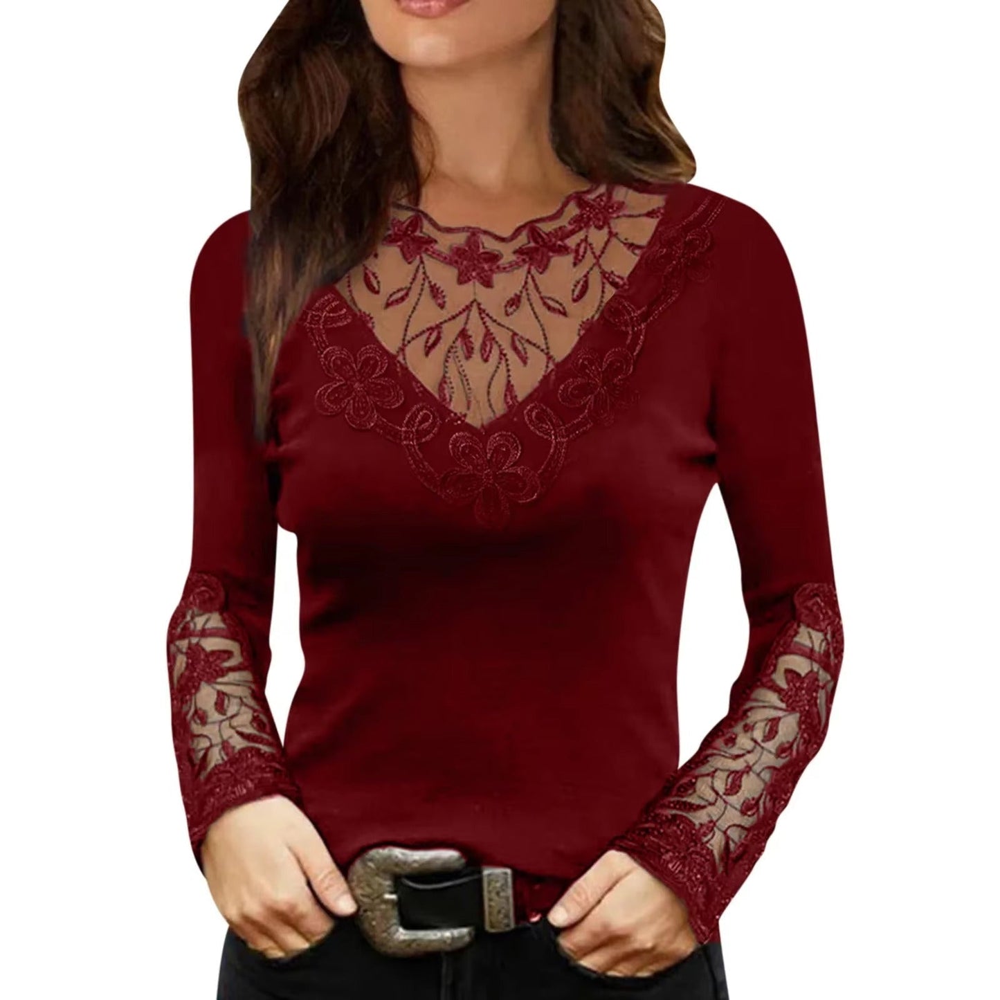 Blouse Chic Féminine Manches Longues pour Femme