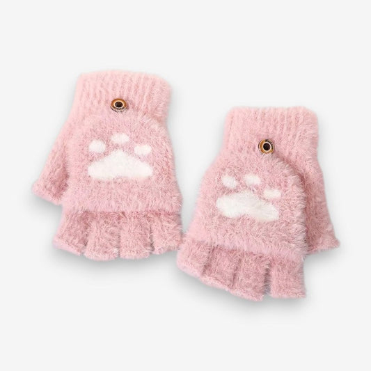 Mitaines Chats en Peluche Douillettes pour Femme - PanierRoyale