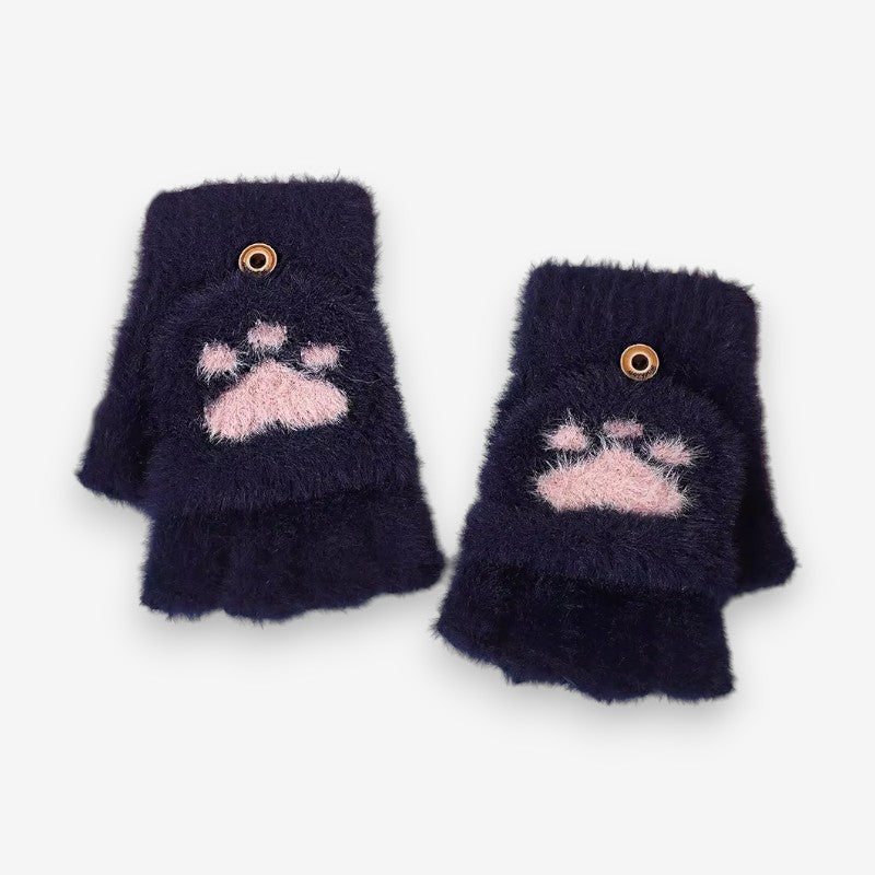 Mitaines Chats en Peluche Douillettes pour Femme