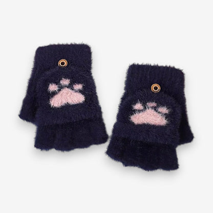 Mitaines Chats en Peluche Douillettes pour Femme