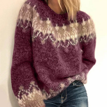 Pull Femme Hiver Chaud en Laine Bleu Marine