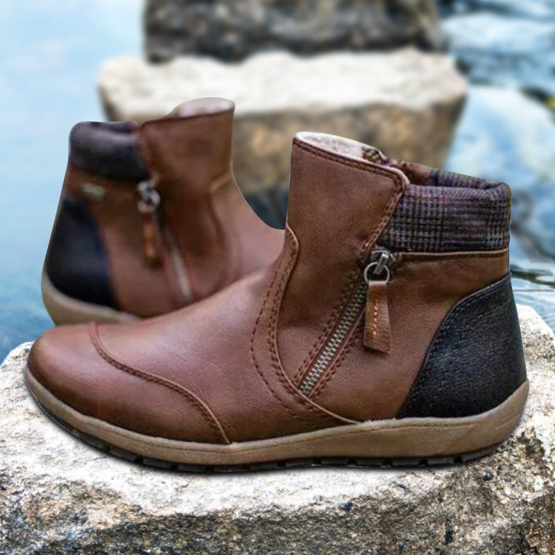 Bottes Femmes Cuir Noir À Lacets Élégantes