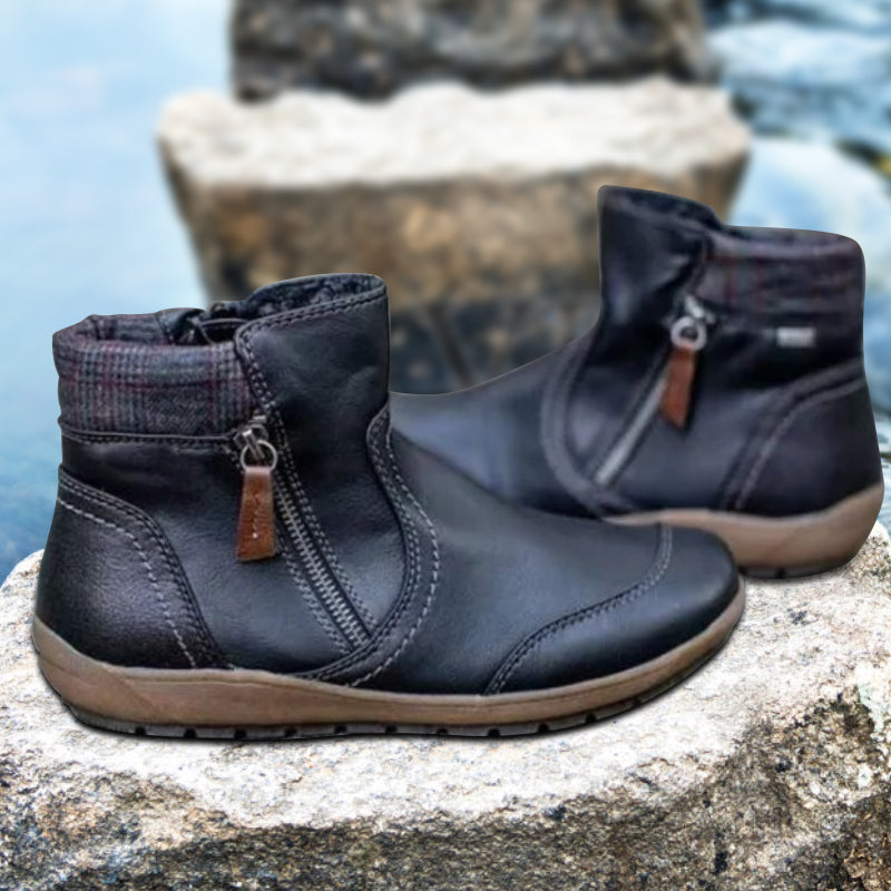 Bottes Femmes Cuir Noir À Lacets Élégantes