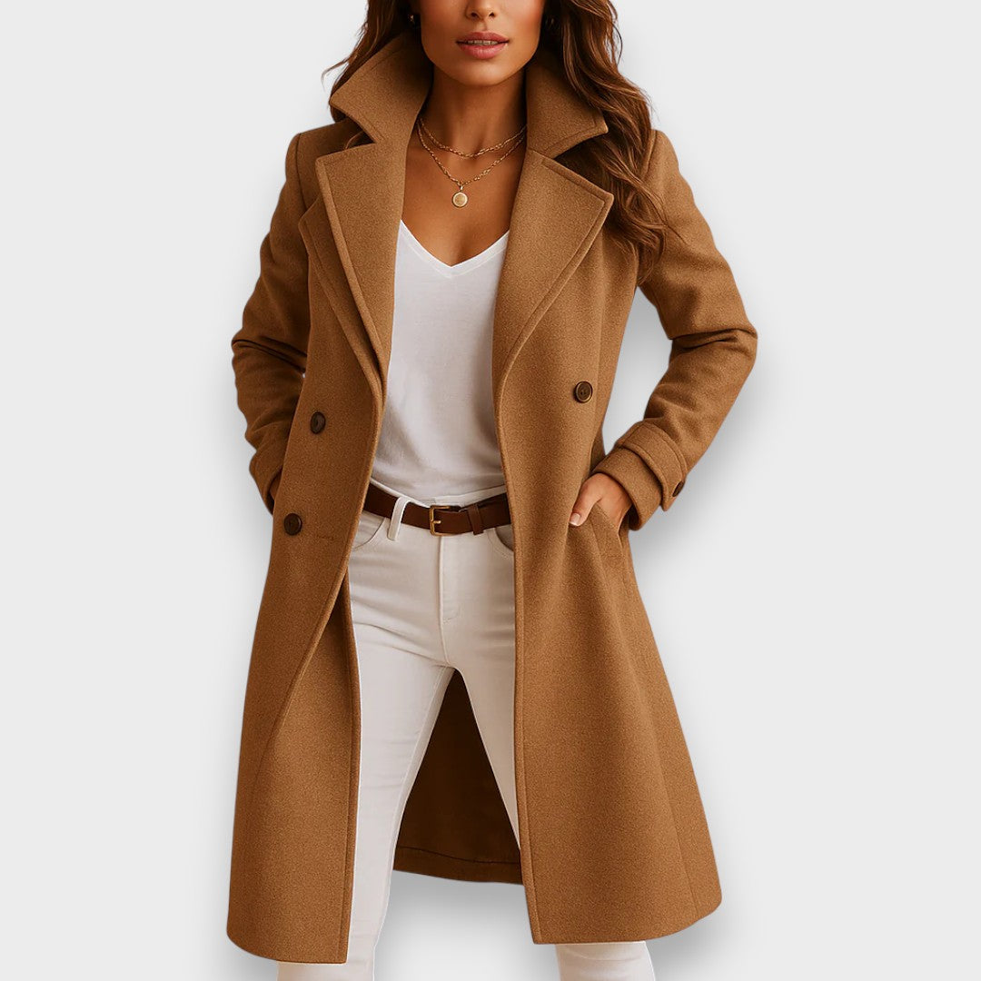 Manteau Long Laine Coupe Ajustée Douillet