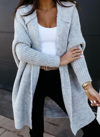 Cardigan Long Décontracté En Maille Avec Capuche Pour Femme | Surdimensionné