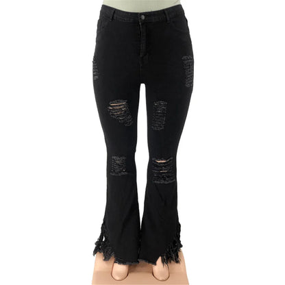 Jean Élastique Grande Taille pour Femme avec Fermeture Éclair
