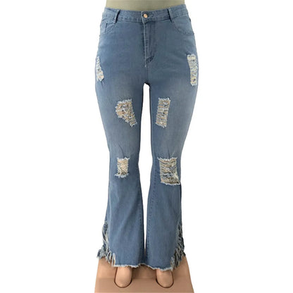 Jean Élastique Grande Taille pour Femme avec Fermeture Éclair - PanierRoyale