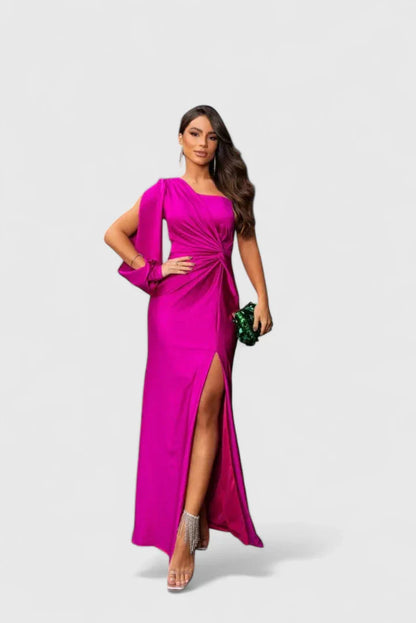 Robe Soirée Épaule Dévoilée et Ceinture