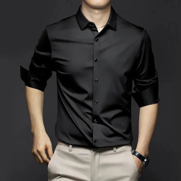 Chemise Homme Noir Élégante à Manches Longues