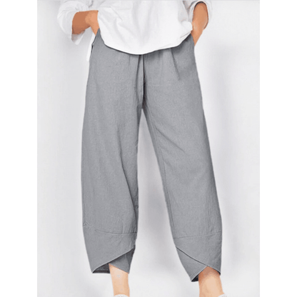 Pantalon Femme Taille Haute Asymétrique avec Poches