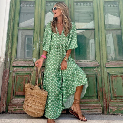 Robe femme grande taille décontractée col V confortable - PanierRoyale