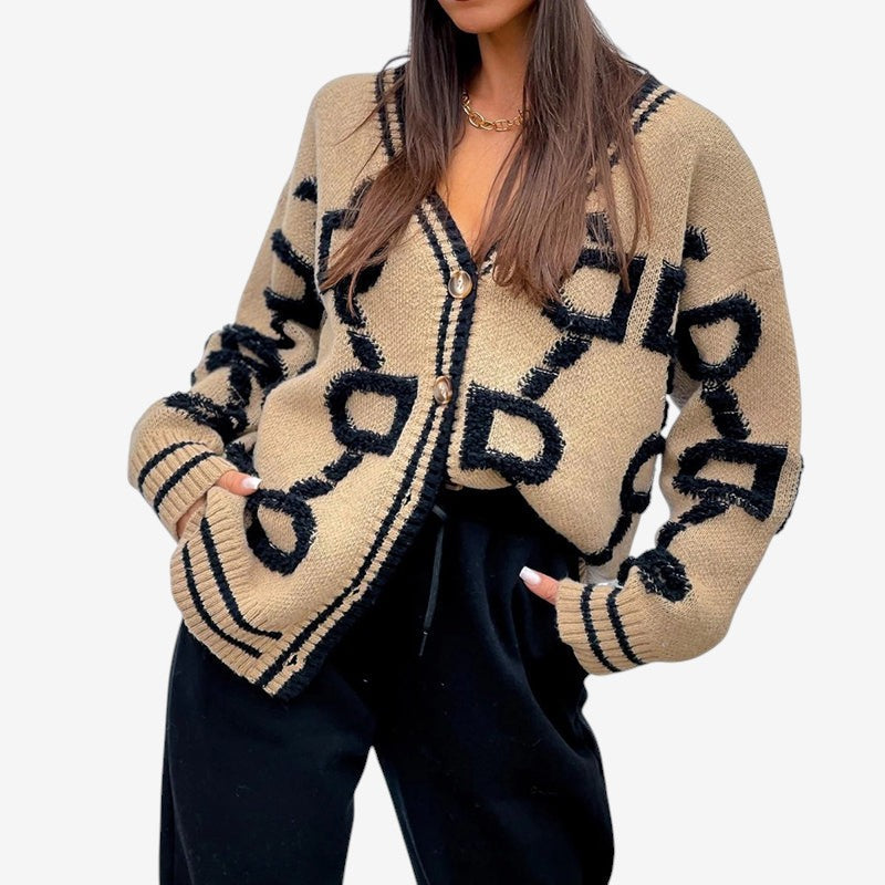 Gilet Femme Col V Manches Longues Doux et Confortable