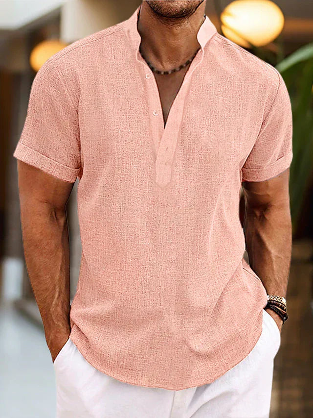 Chemise Homme Coton Rose Clair Décontractée - PanierRoyale