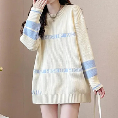 Pull Femme Mi-long Col V Élégant - PanierRoyale