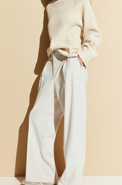 Pantalon Femme Droit avec Plis sur le Devant