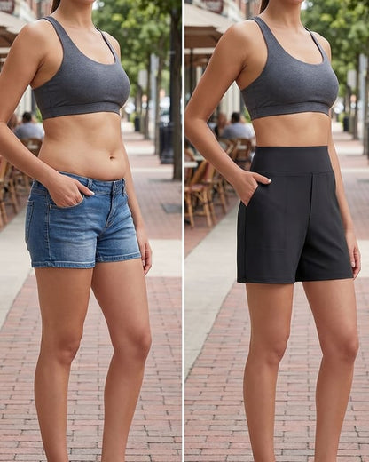 Short Femme Taille Haute Poches Profondes Pratiques