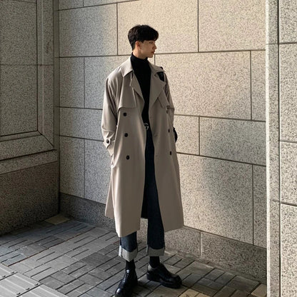 Manteau Homme Long Élégant avec Ceinture pour Hiver - PanierRoyale
