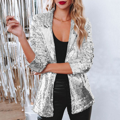 Blazer Femme Glamour Paillettes Élégant Soirée