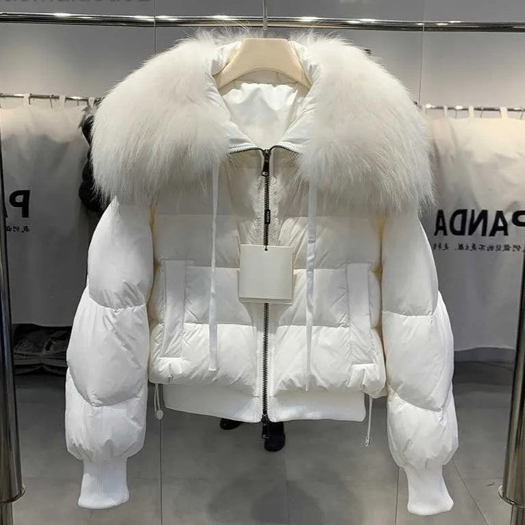 Doudoune Hiver Femme Fourrure Artificielle et Éclair Zippé
