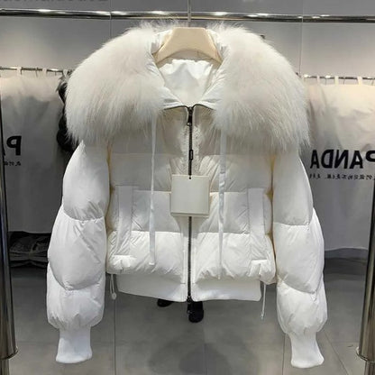 Doudoune Hiver Femme Fourrure Artificielle et Éclair Zippé