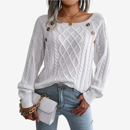 Pull à Manches Longues en Maille Élégant Boutonné