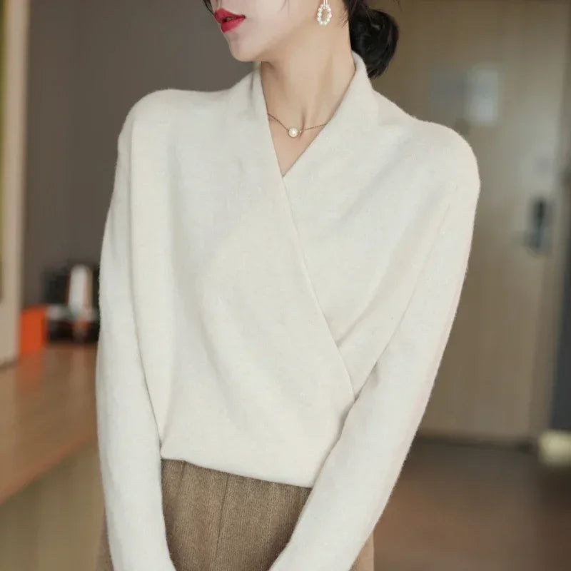 Pull Cache-cœur Femme Maille Col V