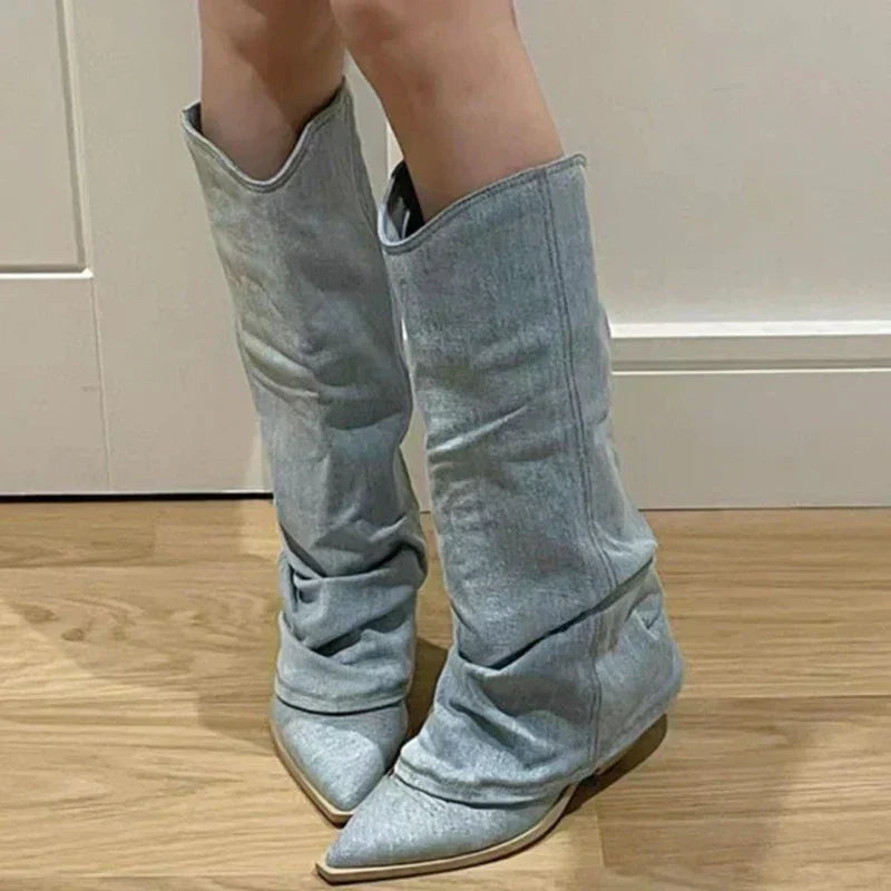 Bottes Femme Hiver Pointu en Cuir - PanierRoyale