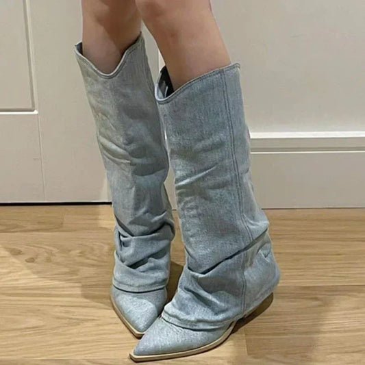 Bottes D'hiver En Jean Pour Femme | Bout Pointu