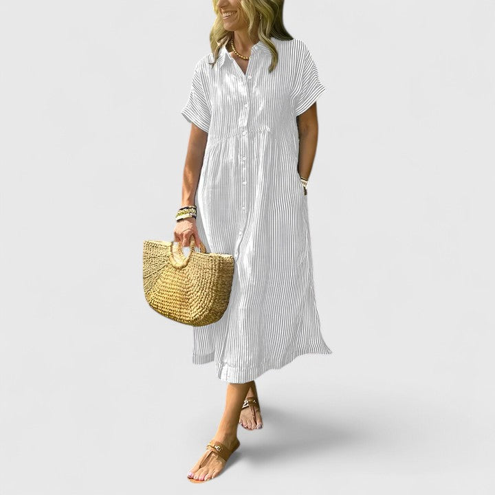 Robe striée femme décontractée pour été