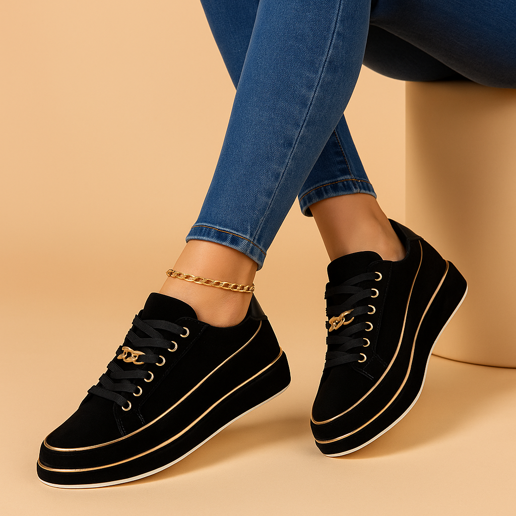 Baskets Plates-Formes pour Femme à Talons Plats en Cuir Luxe