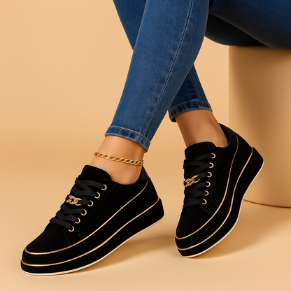 Baskets Plates-Formes pour Femme à Talons Plats en Cuir Luxe