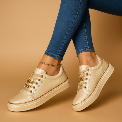Baskets Plates-Formes pour Femme à Talons Plats en Cuir Luxe