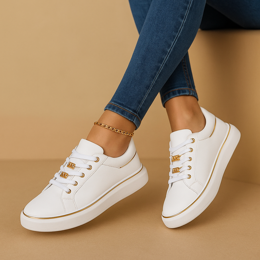 Baskets Plates-Formes pour Femme à Talons Plats en Cuir Luxe - PanierRoyale