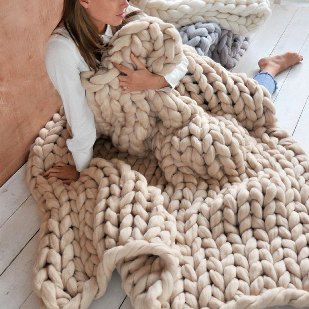 Plaid Laine Doux et Chaud Bleu Marine