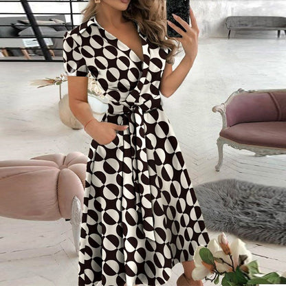 Robe Coton Élégante avec Ceinture pour Femme