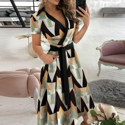 Robe Coton Élégante avec Ceinture pour Femme