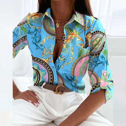 Blouse Femme Col Vague Décontractée Automne