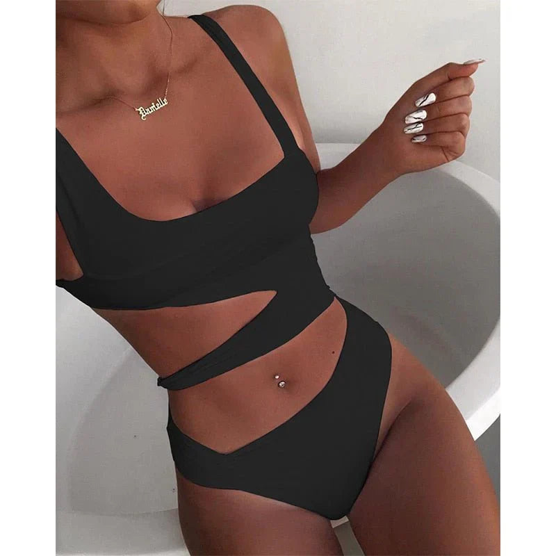 Maillot de Bain Une Pièce Féminin avec Bretelles Ajustables - PanierRoyale