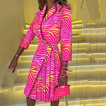 Robe Blazer Féminine Plissée Tailleur pour Femme